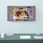 植物性アールデコ紫色のアーチ写真卒業 横断幕 (トレードショー)