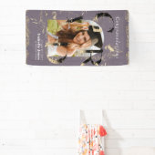 植物性アールデコ紫色のアーチ写真卒業 横断幕 (インサイチュ)