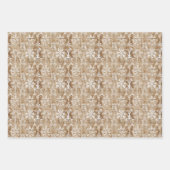 植物性イラストとベージュとホワイトダマスク ラッピングペーパーシート (正面)