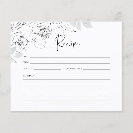 植物性イラストレーションブライダルシャワーレシピカード (正面)