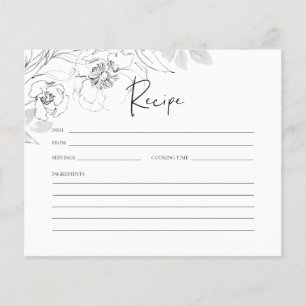 植物性イラストレーションブライダルシャワーレシピカード