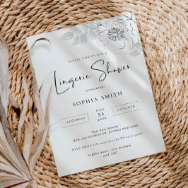 植物性イラストレーションランジェリーシャワー招待状 招待状