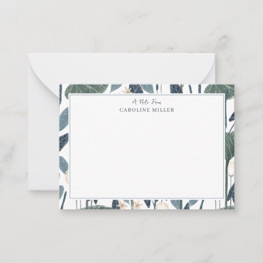 植物性イラストレーション名前をカスタムする ノートカード (正面)