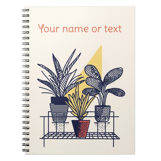 植物性イラストレーション鉢植え植物 ノートブック (正面)