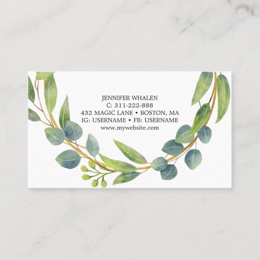 植物性エレガントつる植物カスタム名刺 名刺 (裏面)