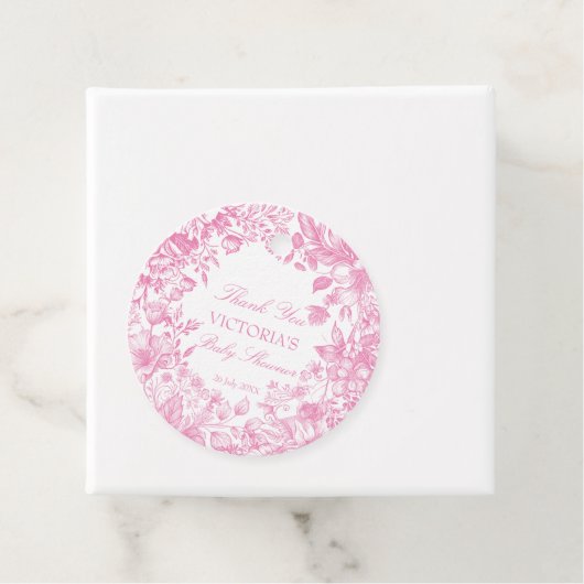 植物性エレガントほこりっぽいピンク色の赤ちゃんシャワー賛成 フェイバータグ (インサイチュ)