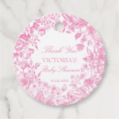 植物性エレガントほこりっぽいピンク色の赤ちゃんシャワー賛成 フェイバータグ (正面)