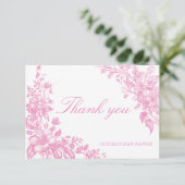 植物性エレガントほこりっぽいピンク色の赤ちゃんシャワー サンキューカード (スタンド正面)