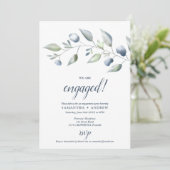 植物性エレガントほこりっぽい青い葉婚約 案内状 (スタンド正面)