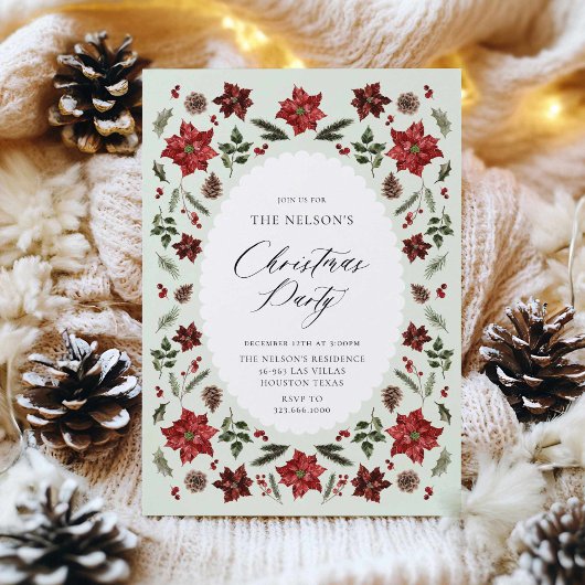 植物性エレガントクリスマスパーティの招待状 招待状