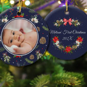 植物性エレガントクリスマスリース初めてのクリスマス セラミックオーナメント