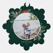 植物性エレガントクリスマス写真 オーナメントカード (正面)