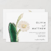 植物性エレガントサボテンのヴィンテージ結婚砂漠 招待状 (正面/裏面)