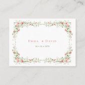 植物性エレガントピンクのバラ結婚ス プレイスカード (裏面)