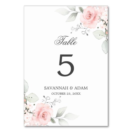 植物性エレガントピンクのバラ緑 テーブルナンバー (裏面)