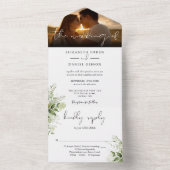 植物性エレガントフローラの結婚緑の写真 オールインワン招待状 (内側)