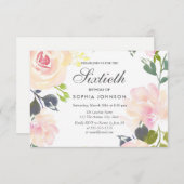 植物性エレガントフローラ60番目の誕生日招待状 招待状 (正面/裏面)