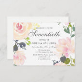 植物性エレガントフローラ70番目の誕生日招待状 招待状 (正面/裏面)