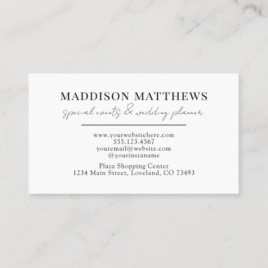 植物性エレガントモダン白黒フローラ 名刺 (裏面)