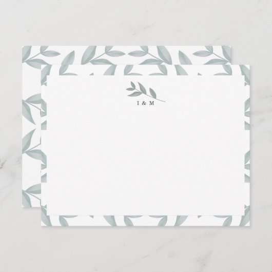 植物性エレガントモノグラパーソナライズされたム文房具 ノートカード (正面/裏面)