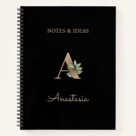 植物性エレガントモノグラム文字A ノートブック