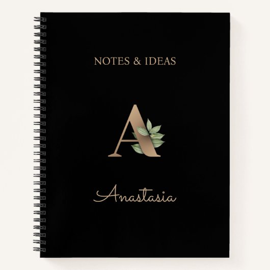 植物性エレガントモノグラム文字A ノートブック (正面)