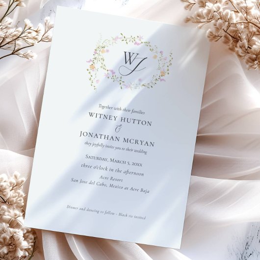 植物性エレガントモノグラム書結婚道 招待状