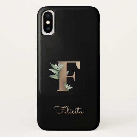 植物性エレガントモノグラム金ゴールド文字F Case-Mate iPhoneケース (裏面)
