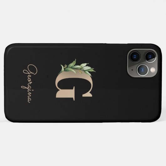 植物性エレガントモノグラム金ゴールド文字G Case-Mate iPhoneケース (裏面(横))