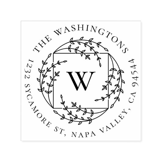 植物性エレガントモノグラム |ファミリ差出人住所 セルフインキングスタンプ (デザイン)