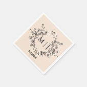 植物性エレガントモノグラ結婚ムのシック スタンダードカクテルナプキン (角)