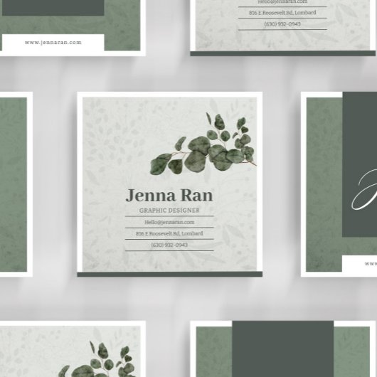 植物性エレガントユーカリ最小主義ビジネス スクエア名刺