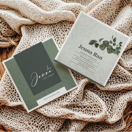 植物性エレガントユーカリ最小主義ビジネス スクエア名刺