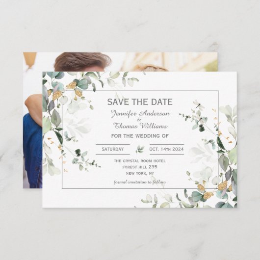 植物性エレガントユーカリ植栽 セーブザデート (正面/裏面)