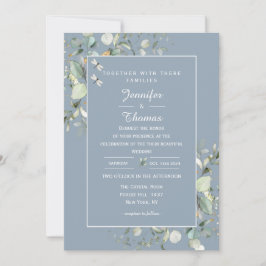 植物性エレガントユーカリ青紫陽花 招待状