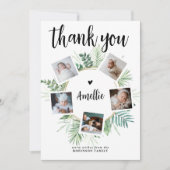 植物性エレガントリースフォトコラージベビーシャワー サンキューカード (正面)