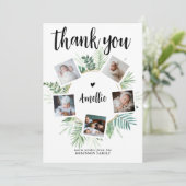 植物性エレガントリースフォトコラージベビーシャワー サンキューカード (スタンド正面)