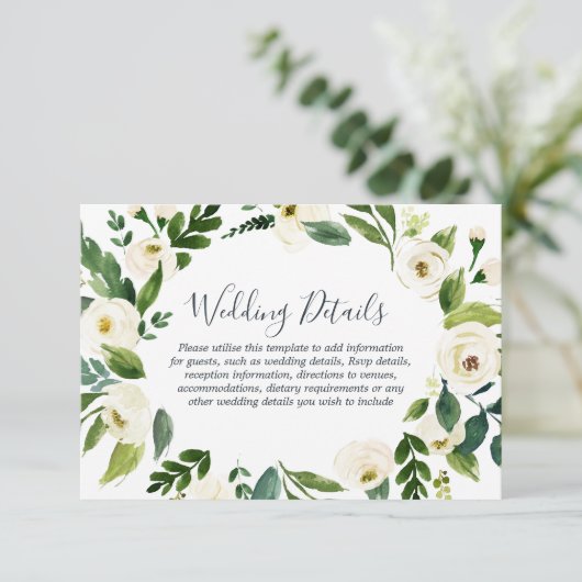 植物性エレガントリース庭園の結婚式詳細 エンクロージャーカード (スタンド正面)