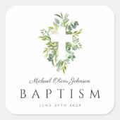 植物性エレガント宗教十字洗礼 スクエアシール (正面)