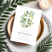 植物性エレガント宗教十字洗礼 招待状