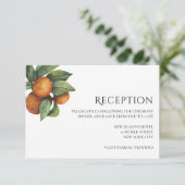 植物性エレガント柑橘系ウェディングレセプションカード 招待状 (スタンド正面)