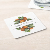 植物性エレガント柑橘類 スクエアペーパーコースター (アングル)