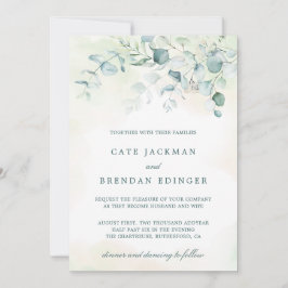 植物性エレガント植樹ユーカリ結婚ス 招待状