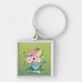 植物性エレガント樹モノグラムの林とフローラ キーホルダー