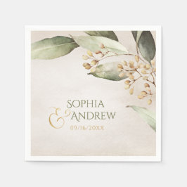 植物性エレガント緑のヴィンテージ素朴結婚性 スタンダードカクテルナプキン