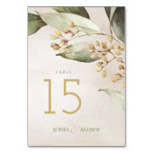 植物性エレガント緑のヴィンテージ素朴結婚性 テーブルナンバー (正面)
