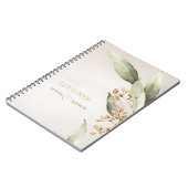 植物性エレガント緑のヴィンテージ素朴結婚性 ノートブック (左側)