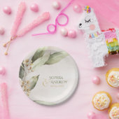 植物性エレガント緑のヴィンテージ素朴結婚性 ペーパープレート (パーティー)