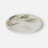 植物性エレガント緑のヴィンテージ素朴結婚性 ペーパープレート (アングル)