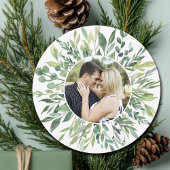 植物性エレガント緑の家族写真サークル カード